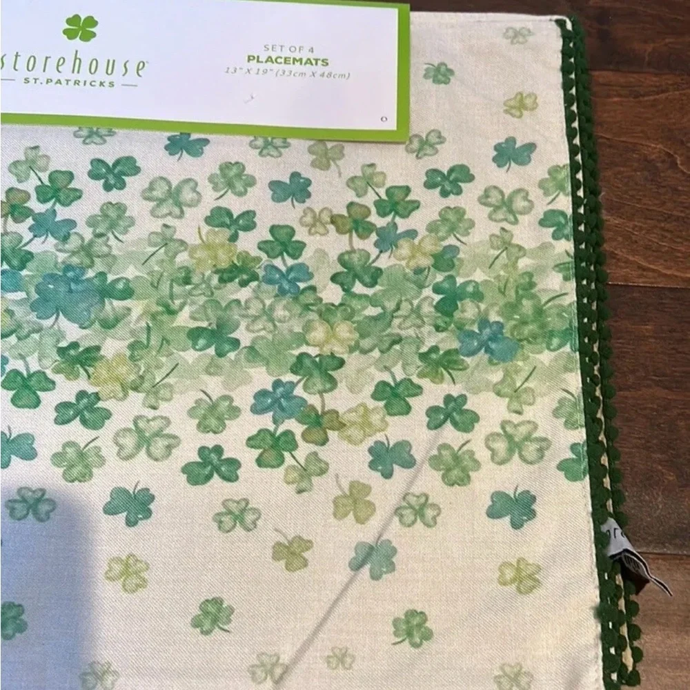 Storehouse St Patricks Day Set Of 4 Placemats Green Clover Irish New